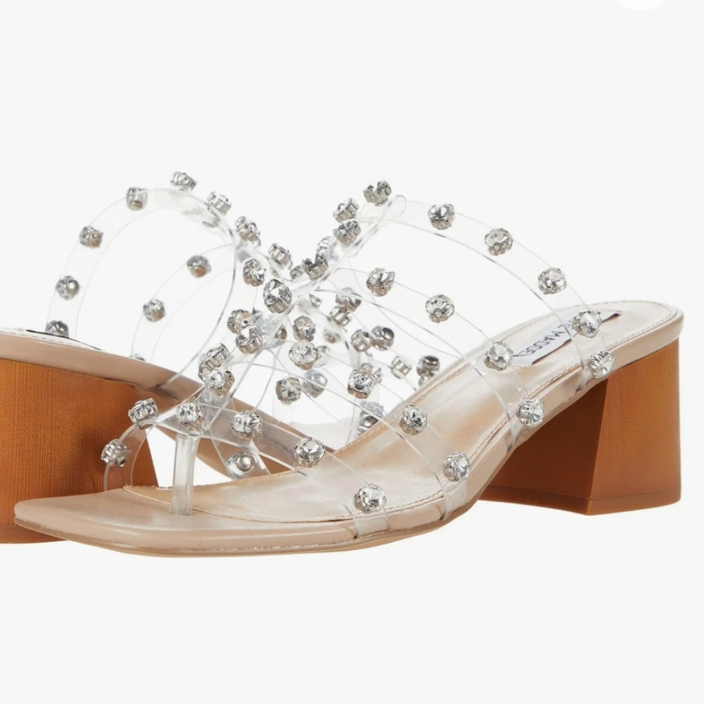 STEVE MADDEN Translucent Beaded Sandals Size 9.5, New